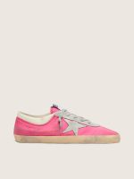 Men's Super-Star in neon pink nylon with light gray suede star