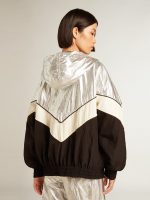 Women's windcheater in silver and black technical fabric - Image 4