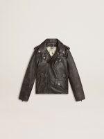 Boys' biker jacket in distressed leather