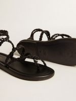 Women's Penelope flat sandals in black leather - Image 3