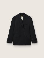 Men's black double-breasted blazer with button fastening