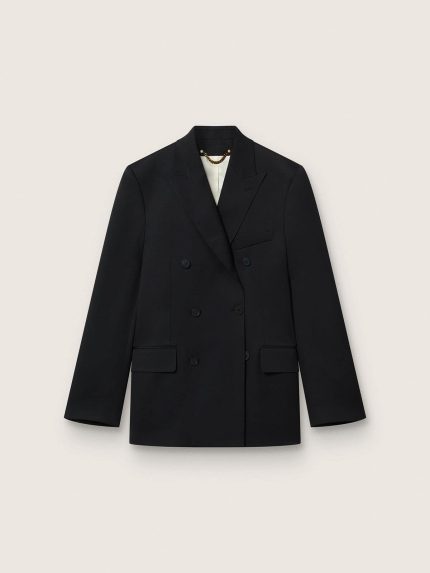 Men's black double-breasted blazer with button fastening
