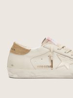 Women's Super-Star in worn white leather with tone-on-tone star - Image 4