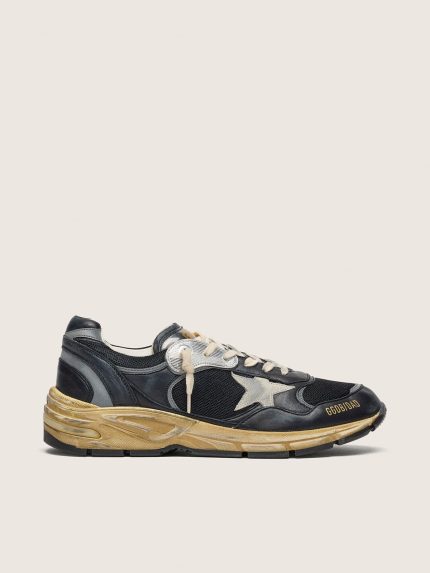 Women's Dad-Star in black and silver mesh and nappa with ice-gray star