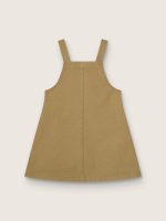 Girls' beige cotton jumper dress with embroidery - Image 2