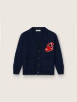 Kids' cardigan in blue cotton with embroidered logo