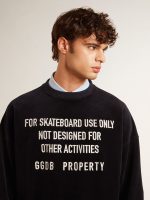 Black crew neck sweatshirt with embroidered lettering - Image 5