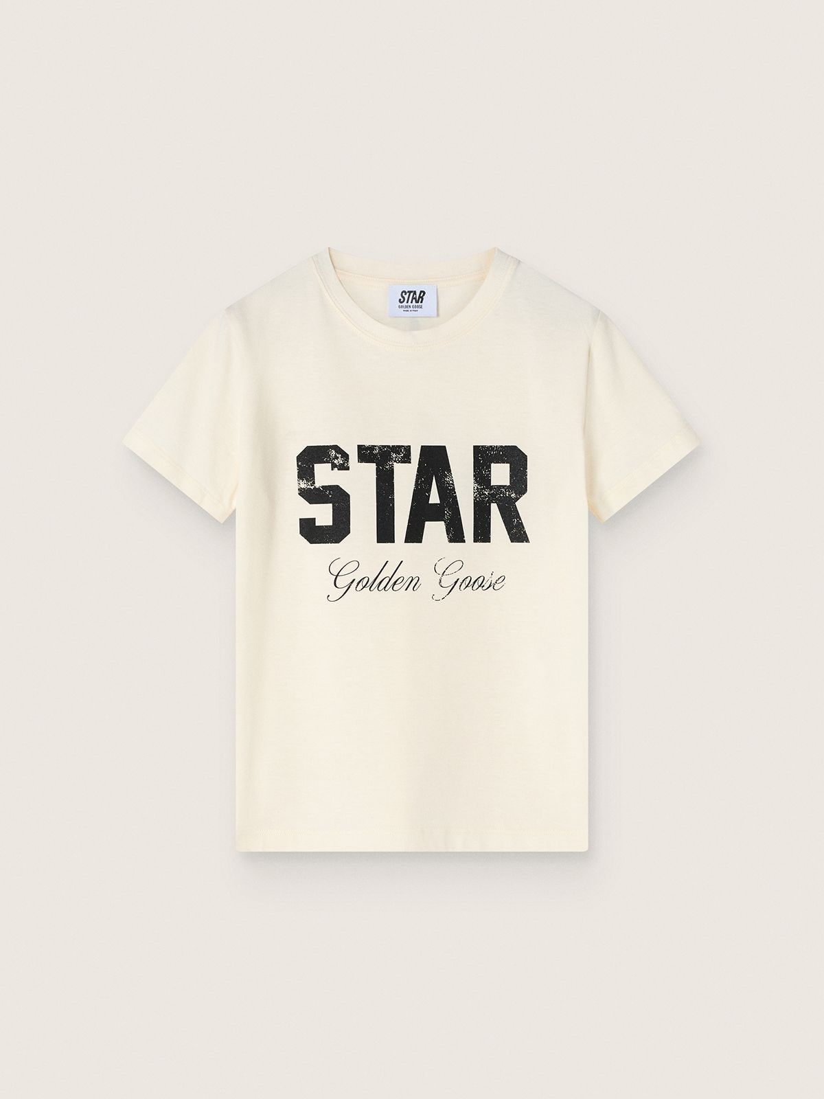 e003aa74e9de84a0c4dba5e05b817a88c41562dfe2fc115365581ac7e0a08833 Boys' white cotton T-shirt with black print - Image 1