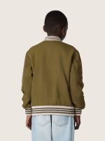 Journey unisex bomber jacket in military-green nylon twill with embroidered patch - Image 8