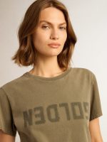 Women's olive green T-shirt with Golden lettering - Image 2
