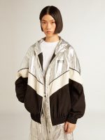Women's windcheater in silver and black technical fabric - Image 5
