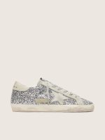Women's Super-Star in silver glitter with ice-gray suede star