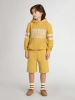 Kids jogging shorts in ochre yellow with embroidery - Image 5