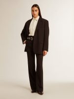 Women's dark blue wool-blend blazer jacket - Image 4