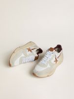Men's Running Sole in nylon and suede with brown leather star and burgundy leather heel tab - Image 2