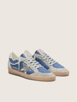 Men's Ball Star in denim-blue nylon with light gray suede inserts and metallic silver leather star - Image 2