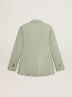 Women's blazer jacket in sage-green wool - Image 6