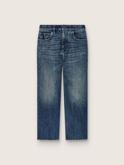 Journey girls' bootcut jeans in blue denim with gradient rhinestones