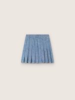 Journey girls' pleated miniskirt in light blue cotton chambray with embroidered logo - Image 2