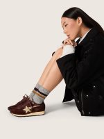 Women's Marathon with brown satin upper and platinum leather star - Image 3