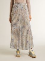 Women's long pleated skirt with multicolor floral sequin print - Image 2