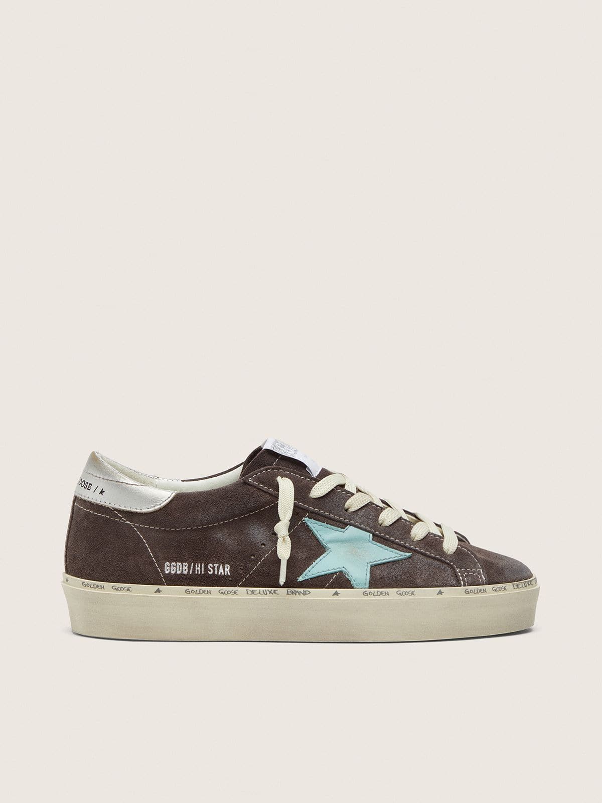 e2d165016421cbf5289941410a90c1bd0c516b6c6e343a6b1d3e90c1d242969e Women's Hi Star in dark gray suede with aqua-green star - Image 1