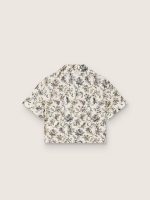 Journey girls' short-sleeved shirt in white cotton canvas with a green floral print - Image 2
