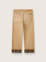 Men's pants in gradient beige cotton with check details - Image 2