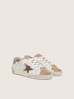 Young Super-Star in white leather with dark gray suede star and beige suede inserts - Image 2