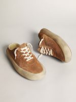 Men's Space-Star Sabots in tobacco suede with perforated star - Image 2