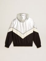 Women's windcheater in silver and black technical fabric - Image 6
