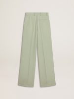 Women's pants in sage-green wool - Image 6