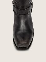 Men's high Biker boots in black leather with strap and silver-colored buckle - Image 6