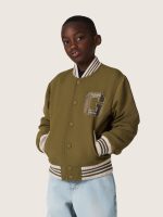 Journey unisex bomber jacket in military-green nylon twill with embroidered patch - Image 6