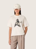 Women's T-shirt in white cotton jersey with star print - Image 5