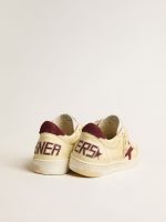 Men's Ball Star in beige nappa with burgundy mesh star and heel tab - Image 5