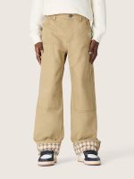 Kids' chino pants in beige cotton with check turn-ups - Image 4