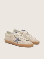 Women's Super-Star in ice-gray suede with silver glitter star and leather heel tab - Image 2