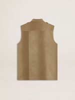 Women's shirt dress in sand-colored denim with military details - Image 6