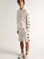 Men's vintage white bermuda shorts with contrasting black stars - Image 3