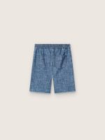 Journey unisex shorts in light blue cotton chambray with embroidered logo - Image 2