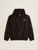 Black windbreaker with hood