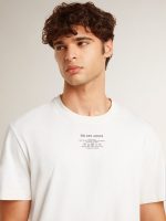 Men's worn-white cotton T-shirt with black lettering - Image 5