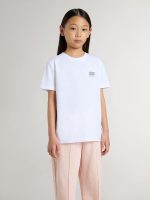 Kids' white cotton T-shirt with silver print - Image 2