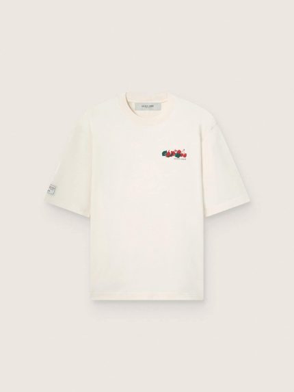 Unisex Resort white cotton T-shirt with print and logo