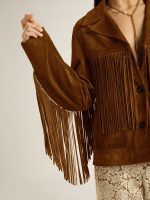 Women's tobacco-colored suede jacket women with fringes - Image 6