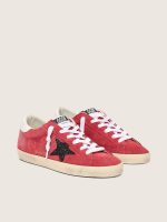 Women's Super-Star in red suede with glitter star and white heel tab - Image 2