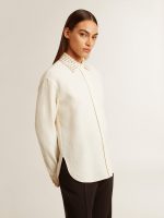 Women's viscose and cotton blend shirt with crystal-embellished collar - Image 3