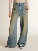 Women's boyfriend jeans with a lived-in effect sand wash and studs - Image 2
