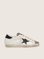 Women's Super-Star LTD in white leather with black star and pony skin details
